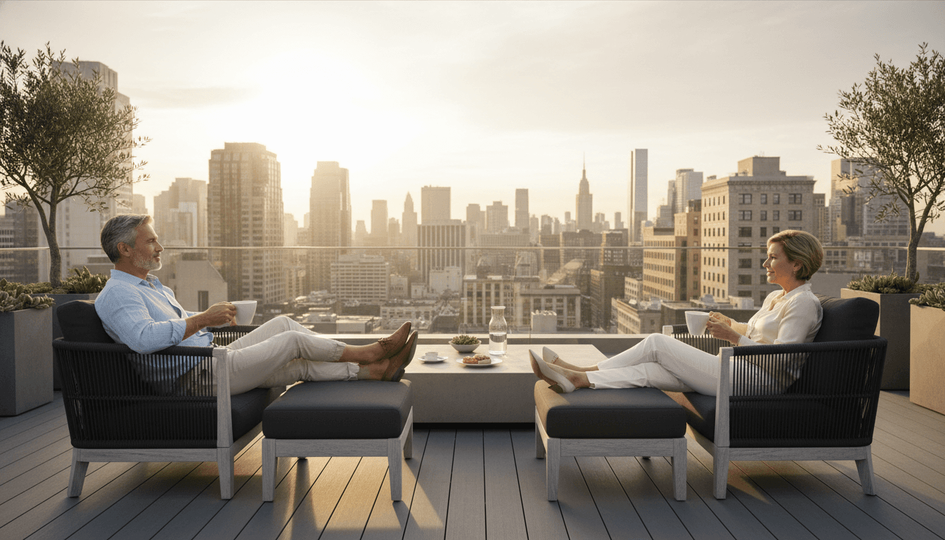 Couple enjoying morning coffee