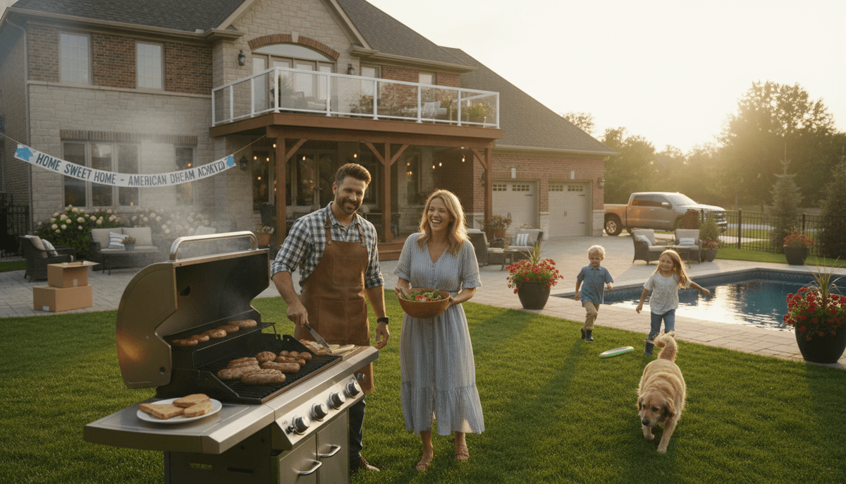 Family enjoying backyard BBQ