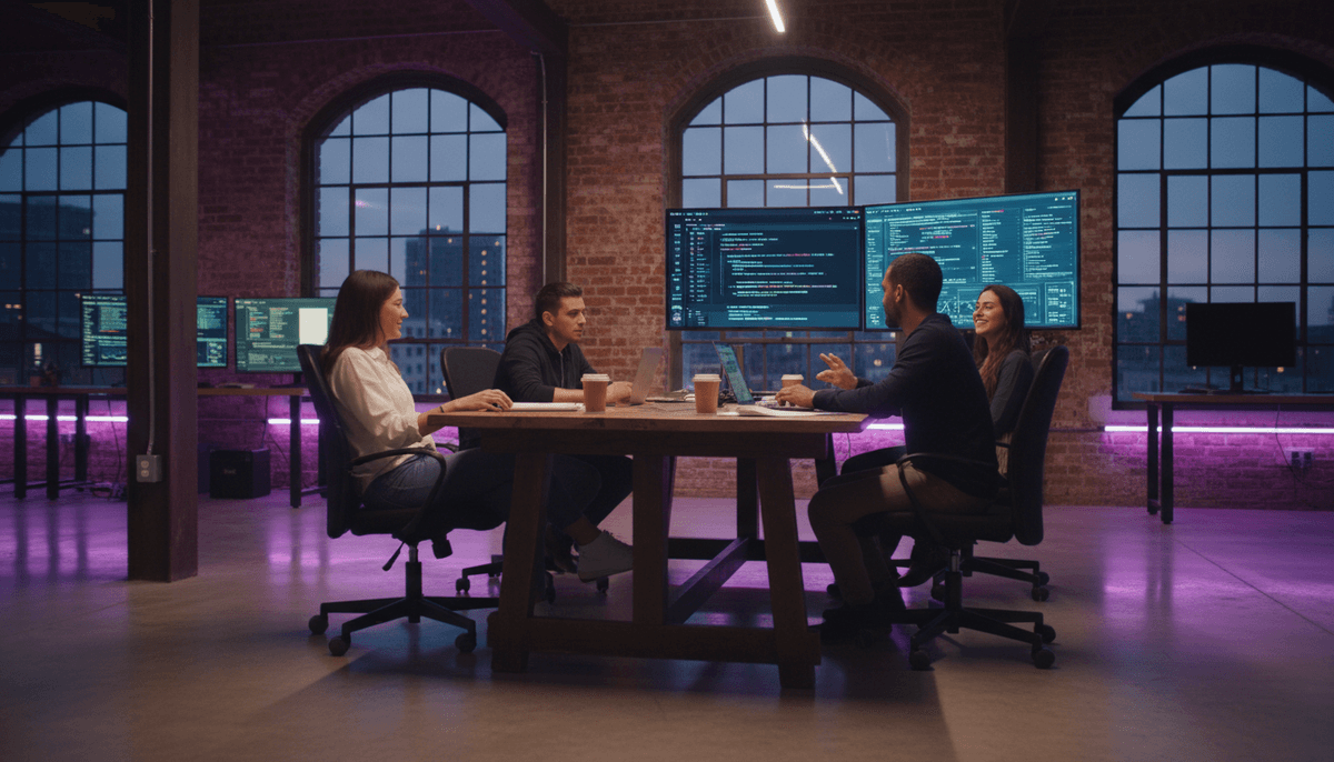 Tech startup team meeting